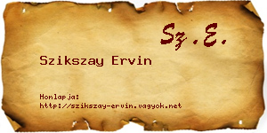 Szikszay Ervin névjegykártya